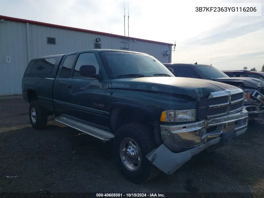 2000 Dodge Ram 2500 St VIN: 3B7KF2363YG116206 Lot: 40605081