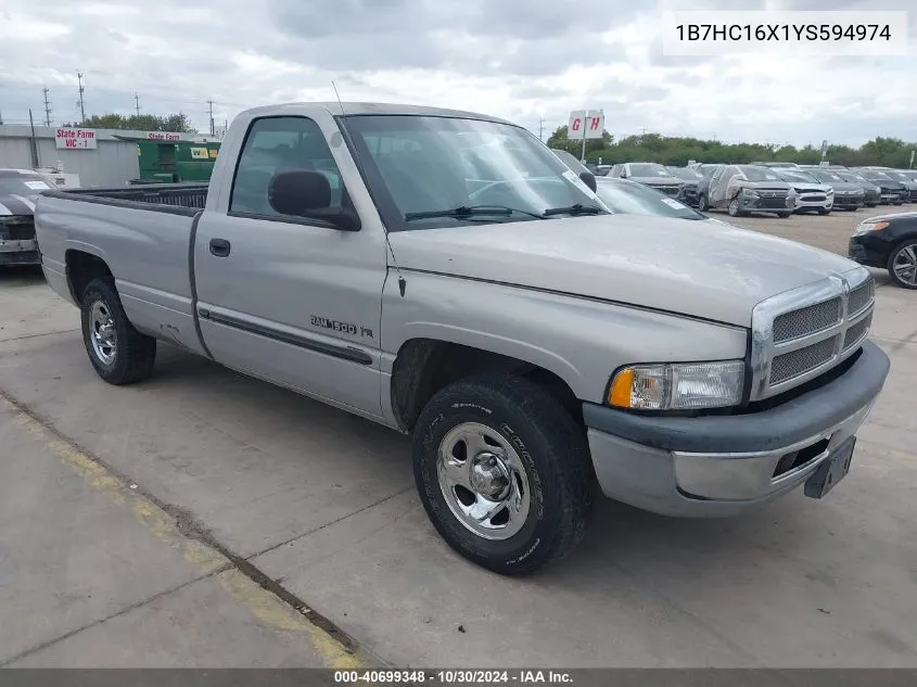 2000 Dodge Ram 1500 St/Ws VIN: 1B7HC16X1YS594974 Lot: 40699348