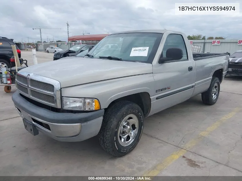 2000 Dodge Ram 1500 St/Ws VIN: 1B7HC16X1YS594974 Lot: 40699348