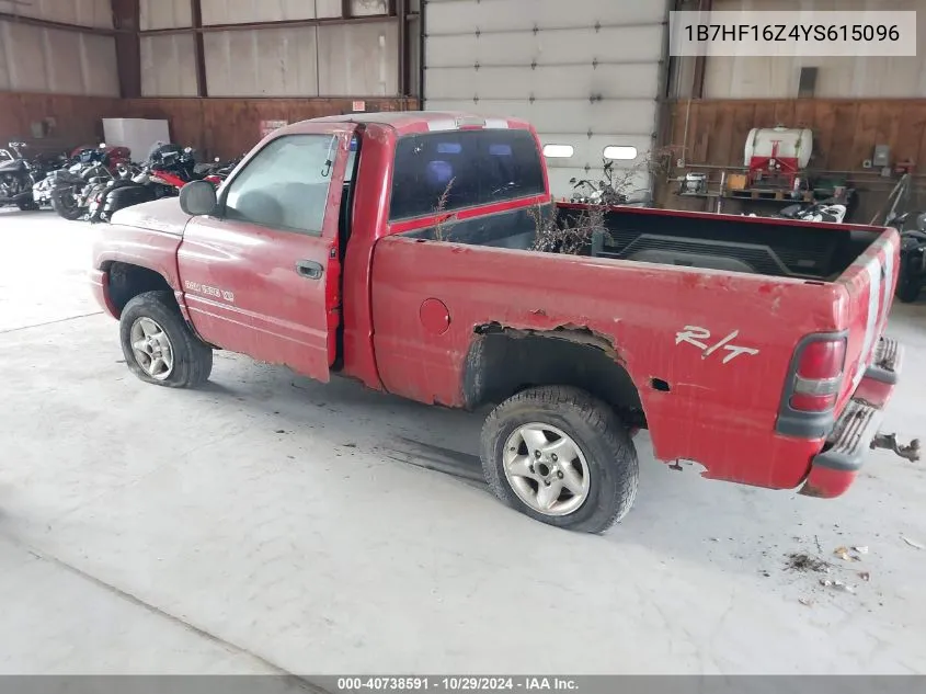 2000 Dodge Ram 1500 St VIN: 1B7HF16Z4YS615096 Lot: 40738591