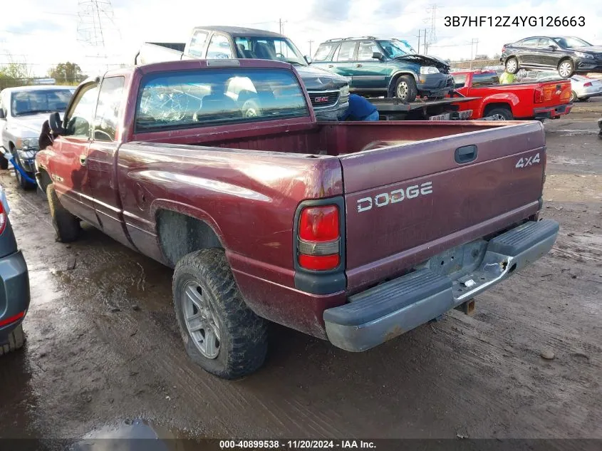 2000 Dodge Ram 1500 St VIN: 3B7HF12Z4YG126663 Lot: 40899538