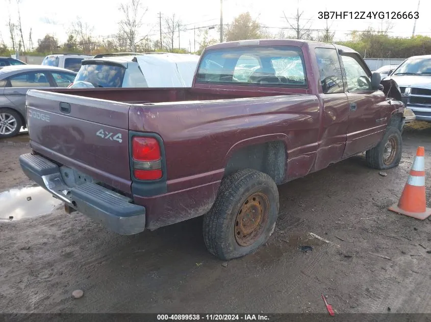 2000 Dodge Ram 1500 St VIN: 3B7HF12Z4YG126663 Lot: 40899538