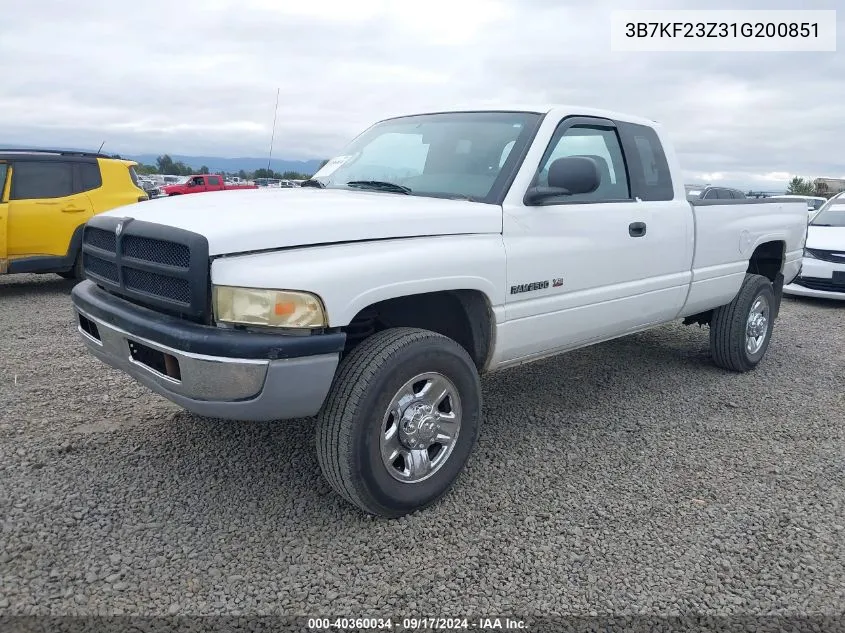 2001 Dodge Ram 2500 St VIN: 3B7KF23Z31G200851 Lot: 40360034