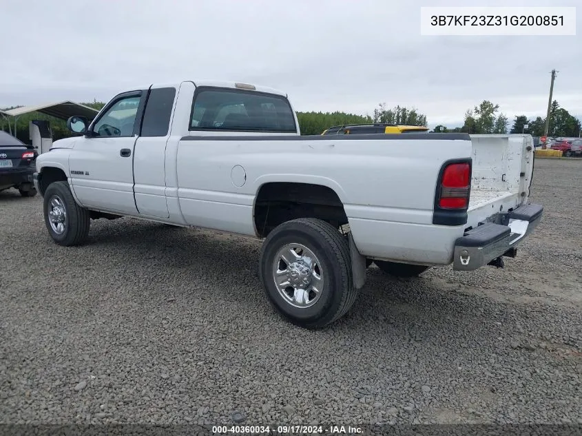 2001 Dodge Ram 2500 St VIN: 3B7KF23Z31G200851 Lot: 40360034