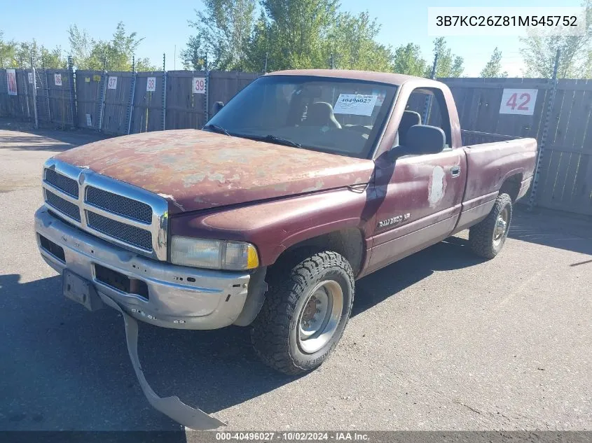 2001 Dodge Ram 2500 St VIN: 3B7KC26Z81M545752 Lot: 40496027