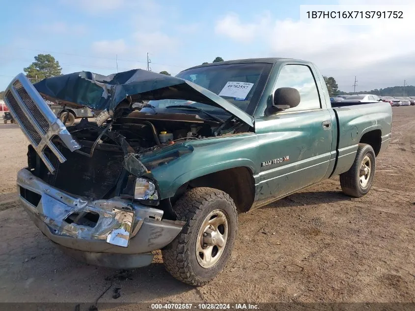 2001 Dodge Ram 1500 St/Ws VIN: 1B7HC16X71S791752 Lot: 40702557