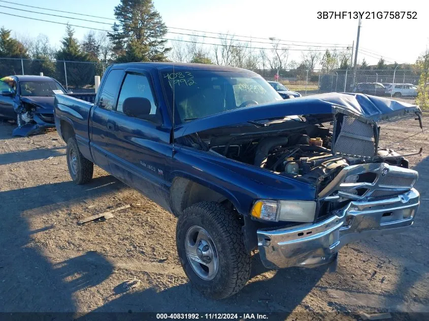 2001 Dodge Ram 1500 St VIN: 3B7HF13Y21G758752 Lot: 40831992