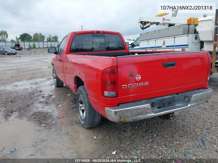 2002 Dodge Ram 1500 VIN: 1D7HA16NX2J201318 Lot: 12110929