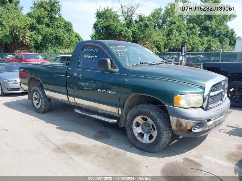 2002 Dodge Ram 1500 St VIN: 1D7HU16Z32J139061 Lot: 39772032