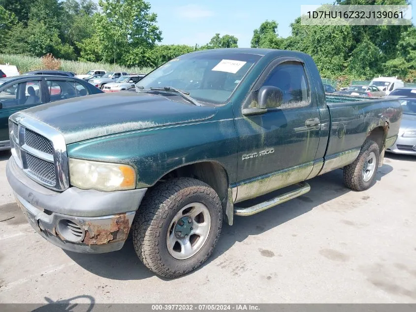 2002 Dodge Ram 1500 St VIN: 1D7HU16Z32J139061 Lot: 39772032