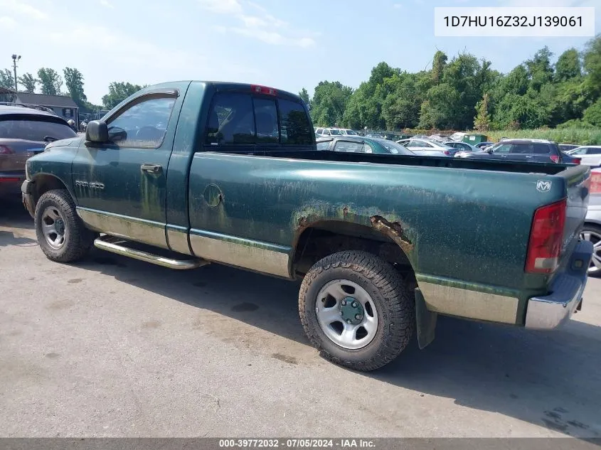 2002 Dodge Ram 1500 St VIN: 1D7HU16Z32J139061 Lot: 39772032