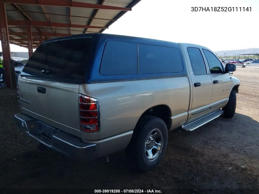 2002 Dodge Ram 1500 St VIN: 3D7HA18Z52G111141 Lot: 39819288