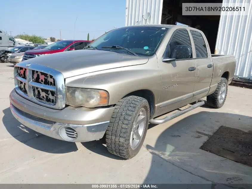 2002 Dodge Ram 1500 St VIN: 3D7HA18N92G206511 Lot: 39931355