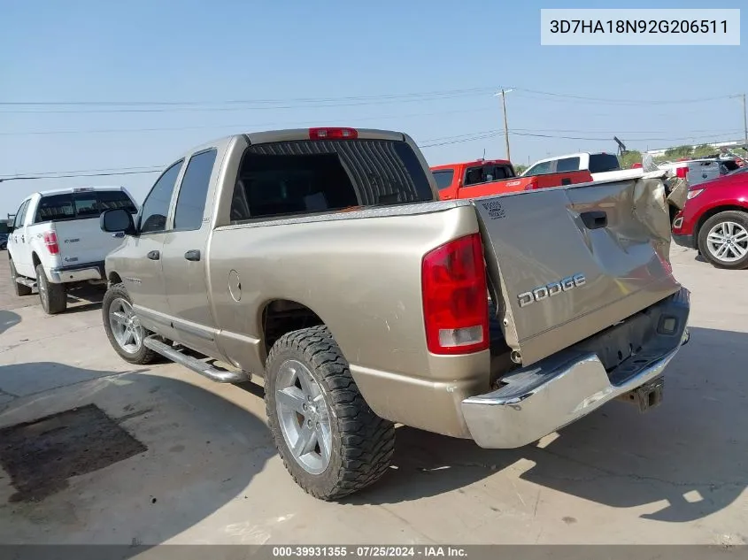 2002 Dodge Ram 1500 St VIN: 3D7HA18N92G206511 Lot: 39931355