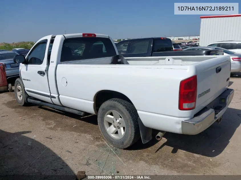 2002 Dodge Ram 1500 St VIN: 1D7HA16N72J189211 Lot: 39995006