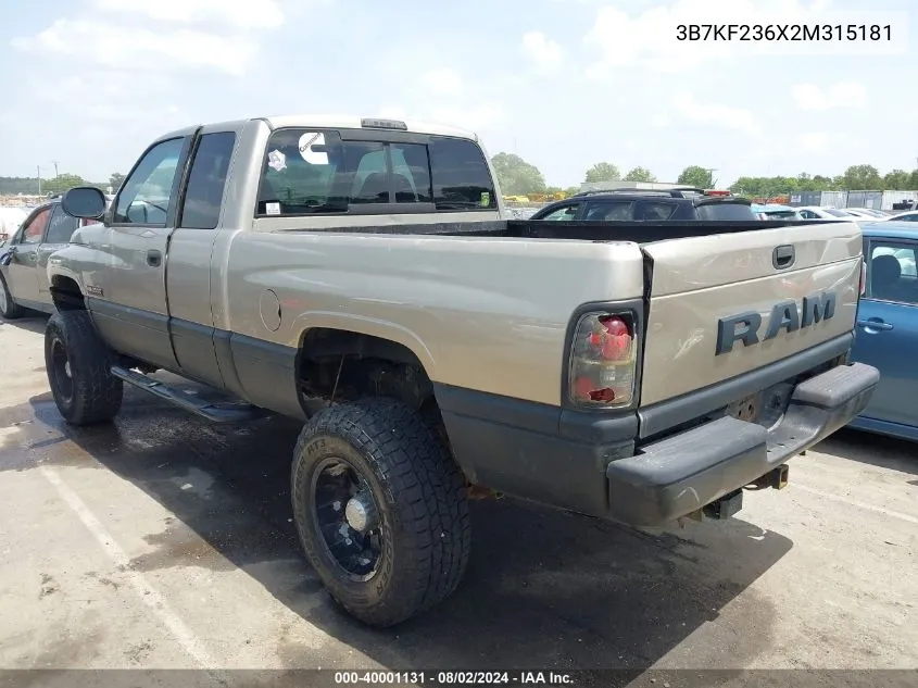 3B7KF236X2M315181 2002 Dodge Ram 2500 St