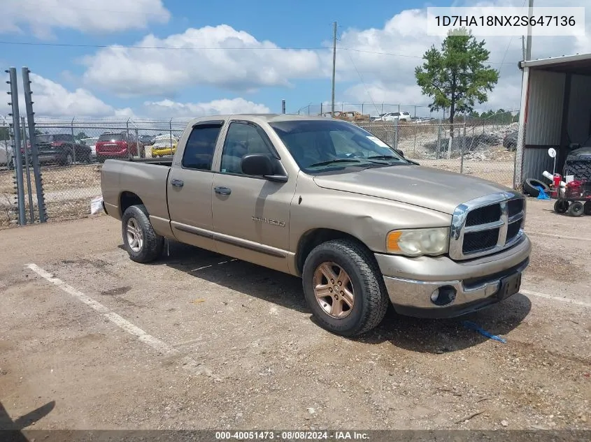 2002 Dodge Ram 1500 VIN: 1D7HA18NX2S647136 Lot: 40524846