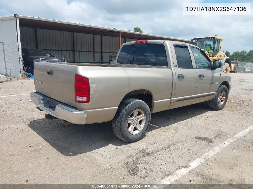 2002 Dodge Ram 1500 VIN: 1D7HA18NX2S647136 Lot: 40524846