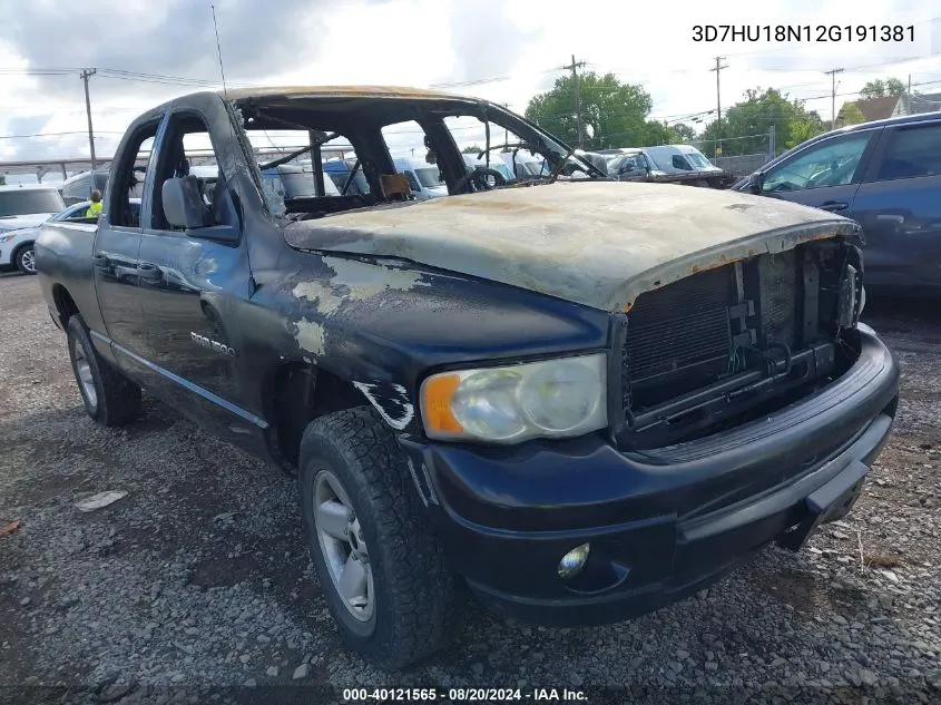 2002 Dodge Ram 1500 VIN: 3D7HU18N12G191381 Lot: 40121565