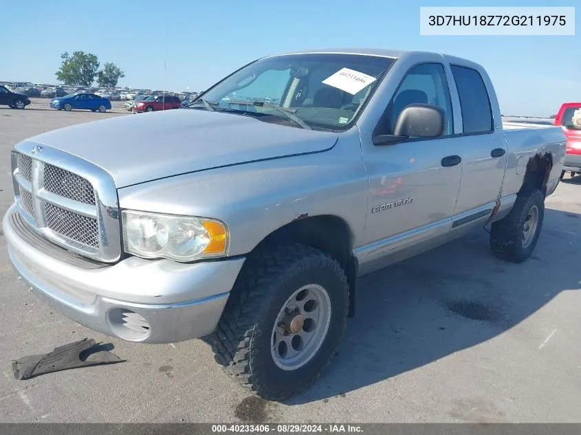 2002 Dodge Ram 1500 St VIN: 3D7HU18Z72G211975 Lot: 40233406