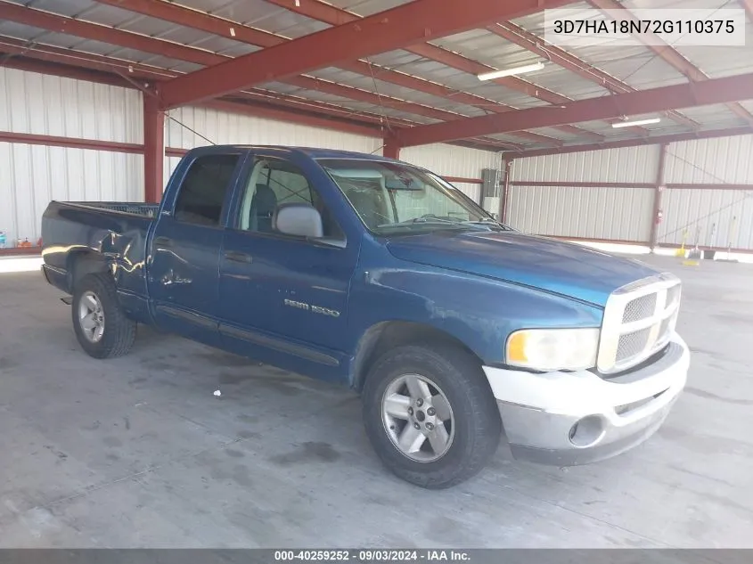 2002 Dodge Ram 1500 St VIN: 3D7HA18N72G110375 Lot: 40259252