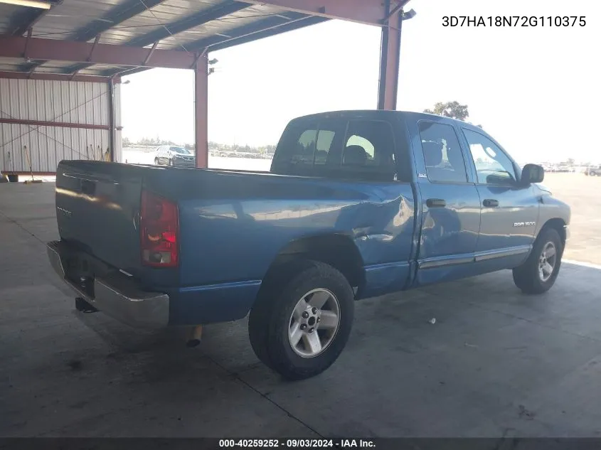 3D7HA18N72G110375 2002 Dodge Ram 1500 St