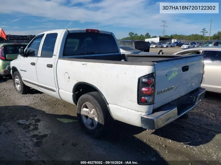 2002 Dodge Ram 1500 St VIN: 3D7HA18N72G122302 Lot: 40279302