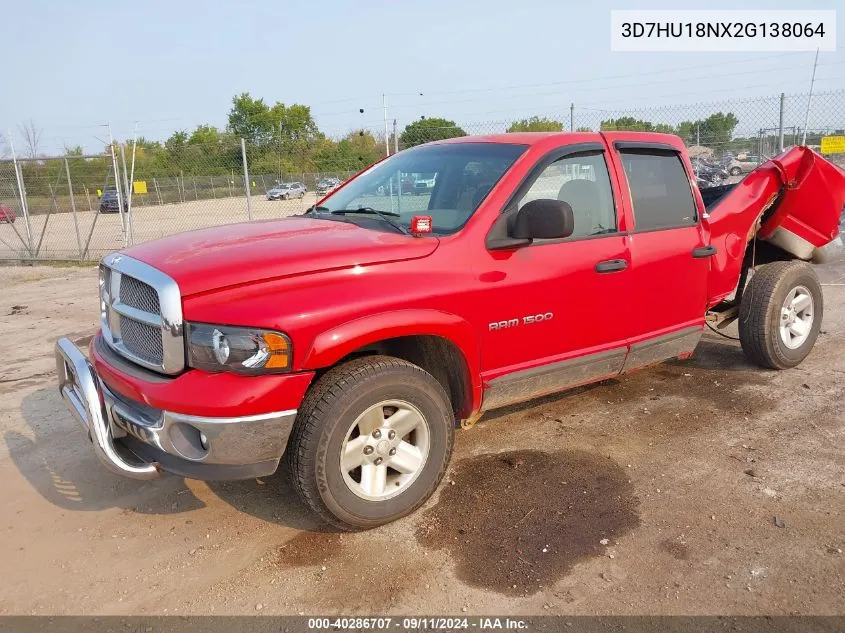 2002 Dodge Ram 1500 VIN: 3D7HU18NX2G138064 Lot: 40286707