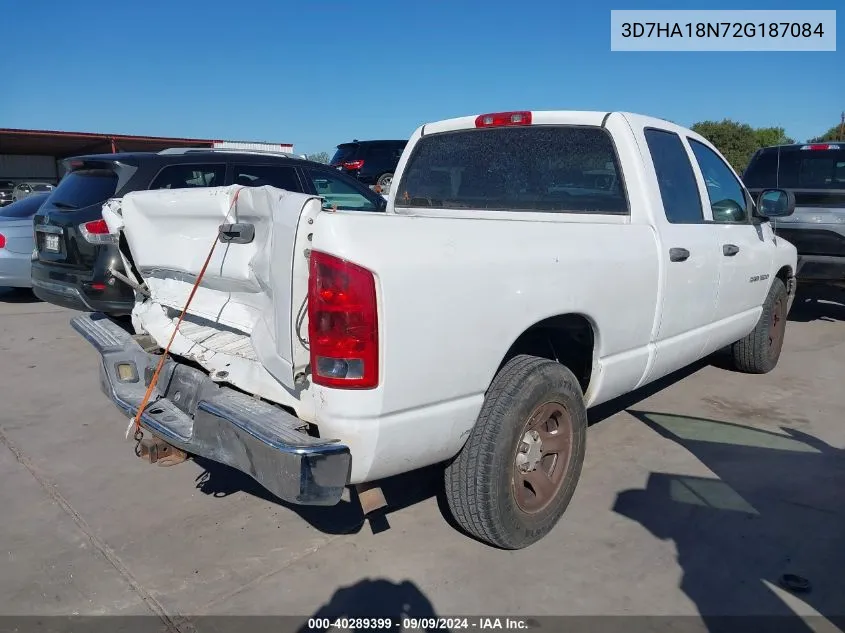 2002 Dodge Ram 1500 St VIN: 3D7HA18N72G187084 Lot: 40289399