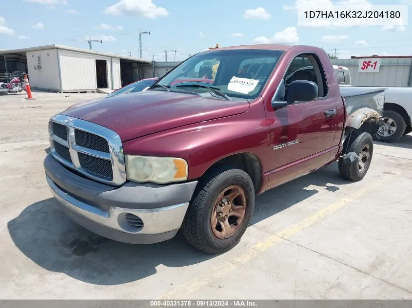 2002 Dodge Ram 1500 St VIN: 1D7HA16K32J204180 Lot: 40331378