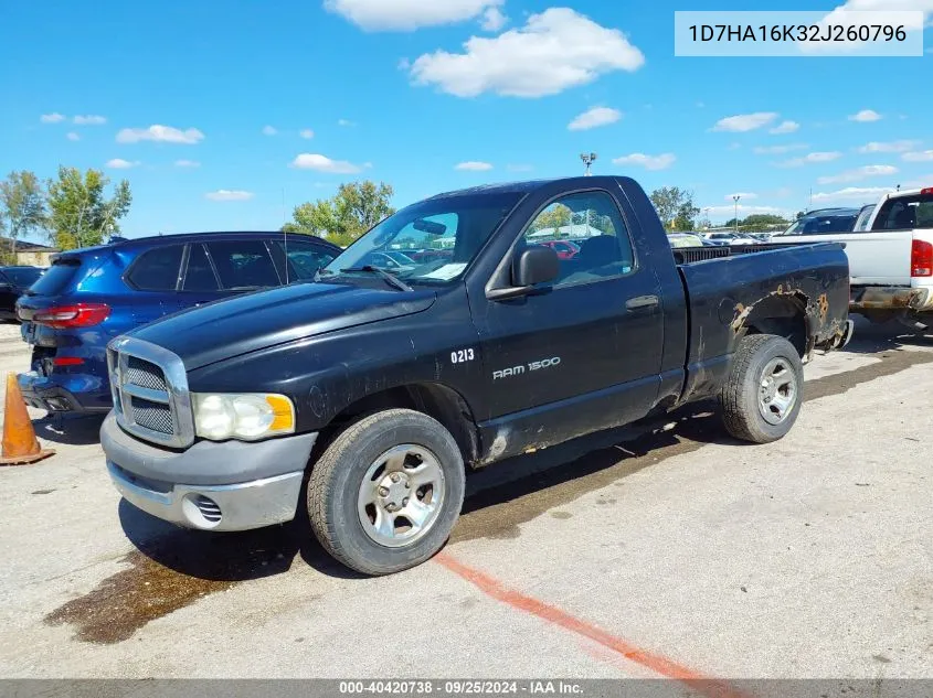 2002 Dodge Ram 1500 St VIN: 1D7HA16K32J260796 Lot: 40420738