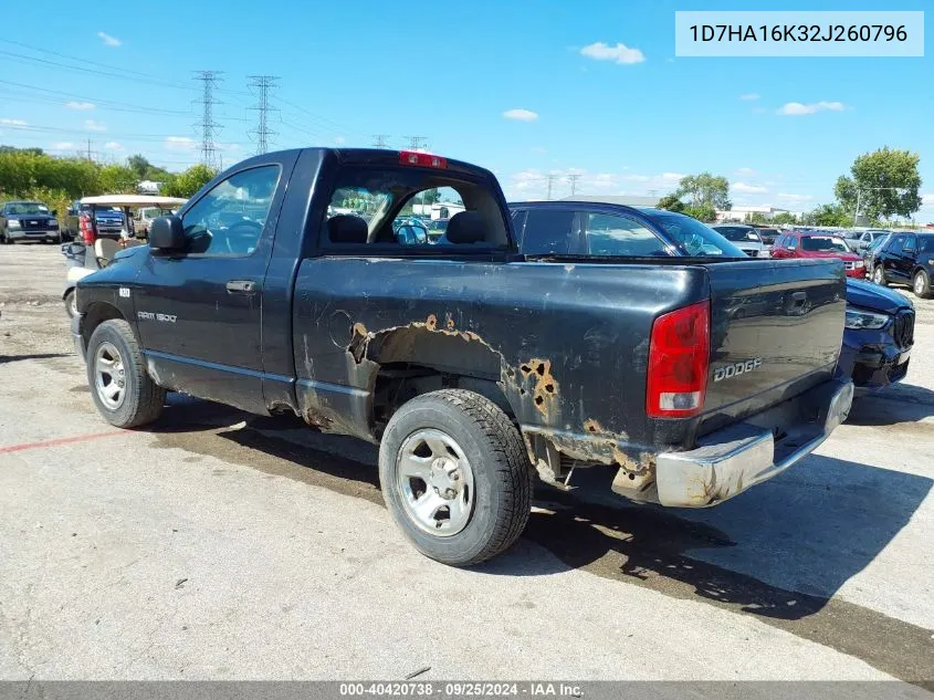 2002 Dodge Ram 1500 St VIN: 1D7HA16K32J260796 Lot: 40420738