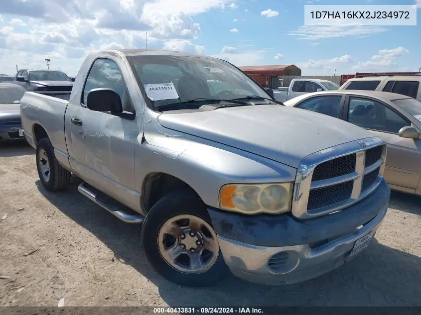 2002 Dodge Ram 1500 St VIN: 1D7HA16KX2J234972 Lot: 40433831