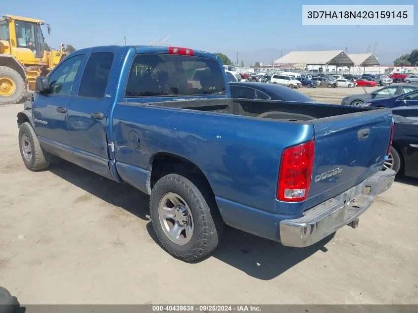 2002 Dodge Ram 1500 St VIN: 3D7HA18N42G159145 Lot: 40439638