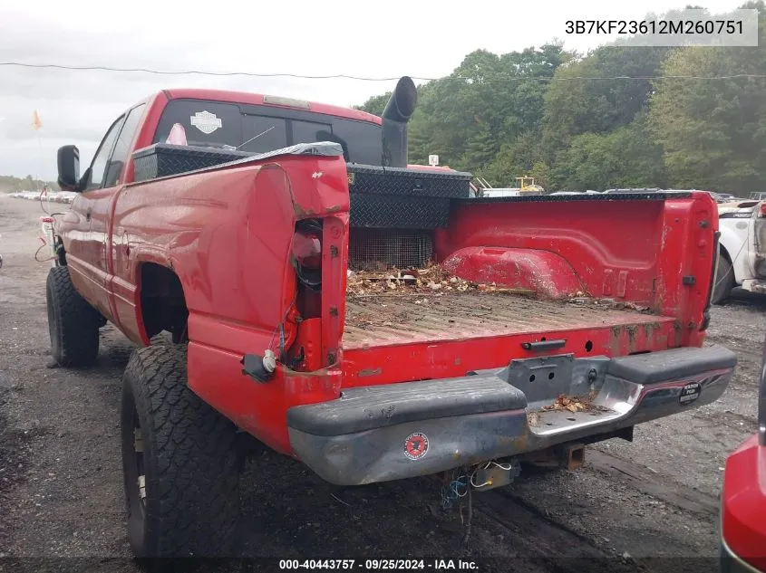 3B7KF23612M260751 2002 Dodge Ram 2500 St