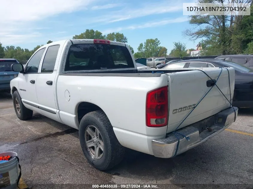 2002 Dodge Ram 1500 St VIN: 1D7HA18N72S704392 Lot: 40455035