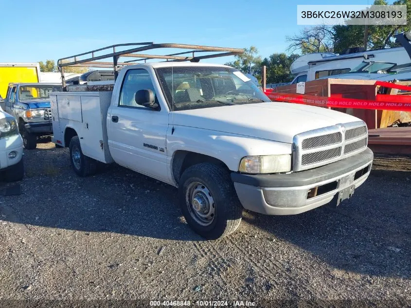 2002 Dodge Ram 2500 VIN: 3B6KC26W32M308193 Lot: 40468848