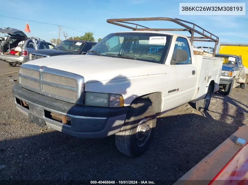 2002 Dodge Ram 2500 VIN: 3B6KC26W32M308193 Lot: 40468848