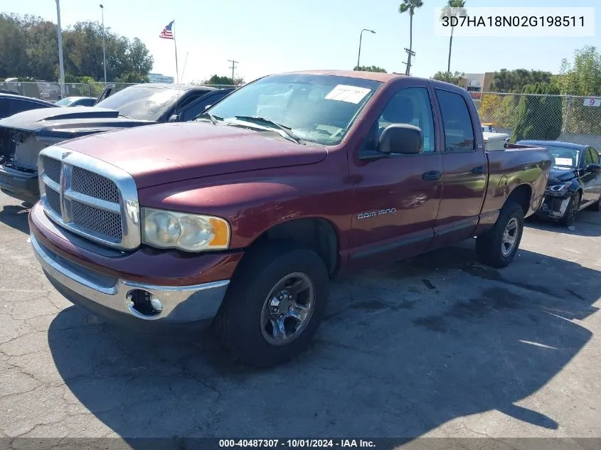 2002 Dodge Ram 1500 St VIN: 3D7HA18N02G198511 Lot: 40487307