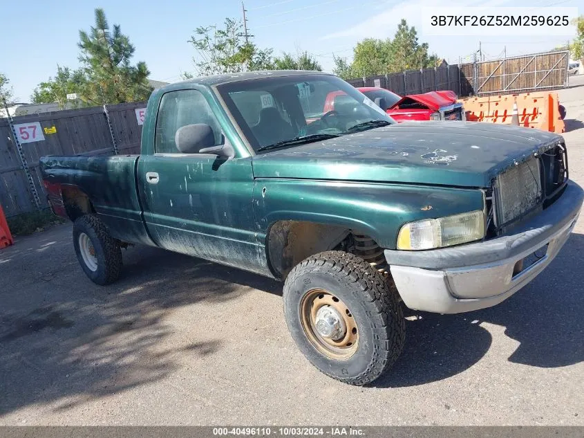 3B7KF26Z52M259625 2002 Dodge Ram 2500 St