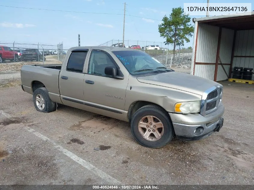 2002 Dodge Ram 1500 VIN: 1D7HA18NX2S647136 Lot: 40524846