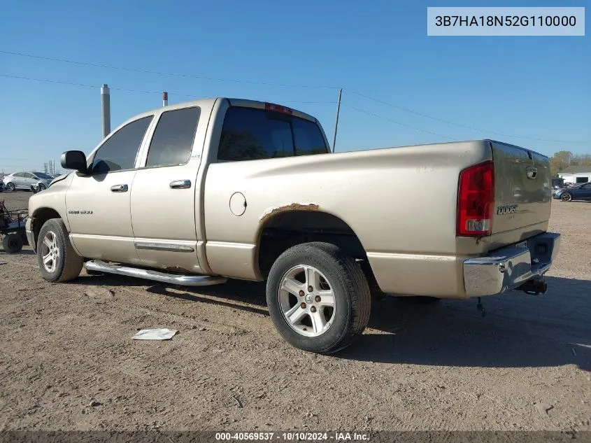 2002 Dodge Ram 1500 St VIN: 3B7HA18N52G110000 Lot: 40569537