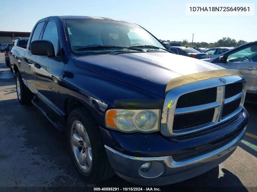 2002 Dodge Ram 1500 St VIN: 1D7HA18N72S649961 Lot: 40595291