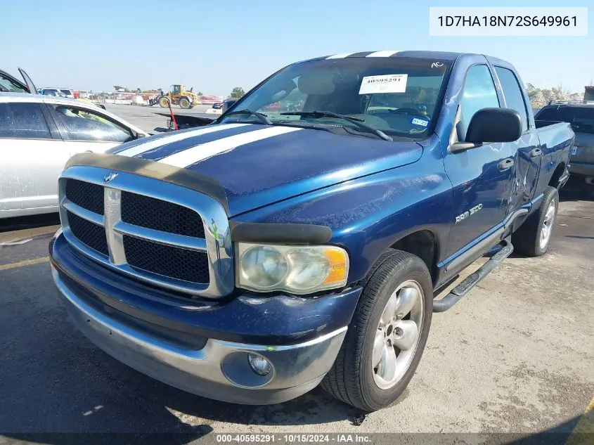 2002 Dodge Ram 1500 St VIN: 1D7HA18N72S649961 Lot: 40595291