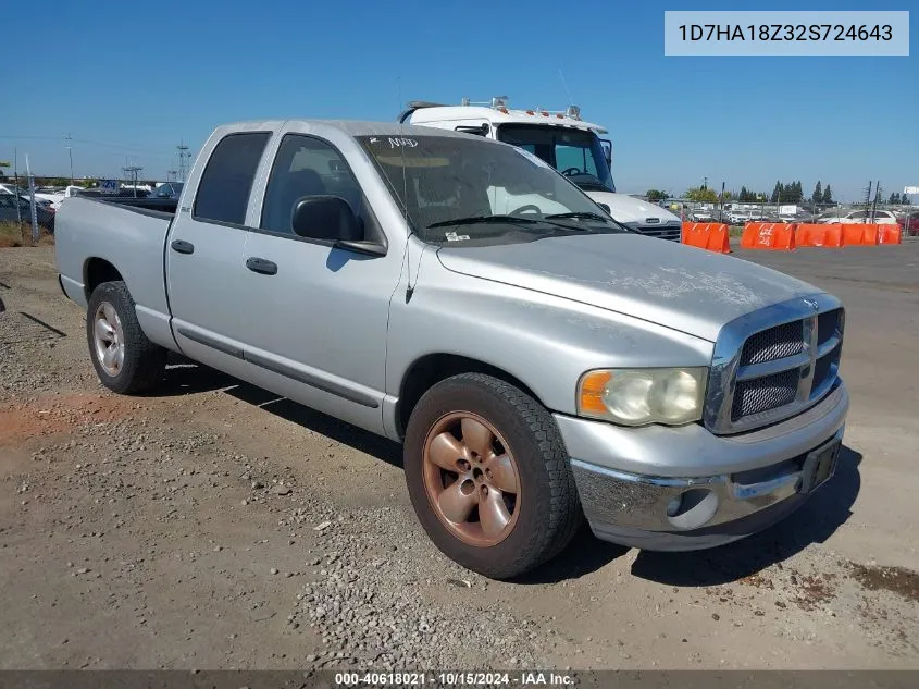 2002 Dodge Ram 1500 St VIN: 1D7HA18Z32S724643 Lot: 40618021