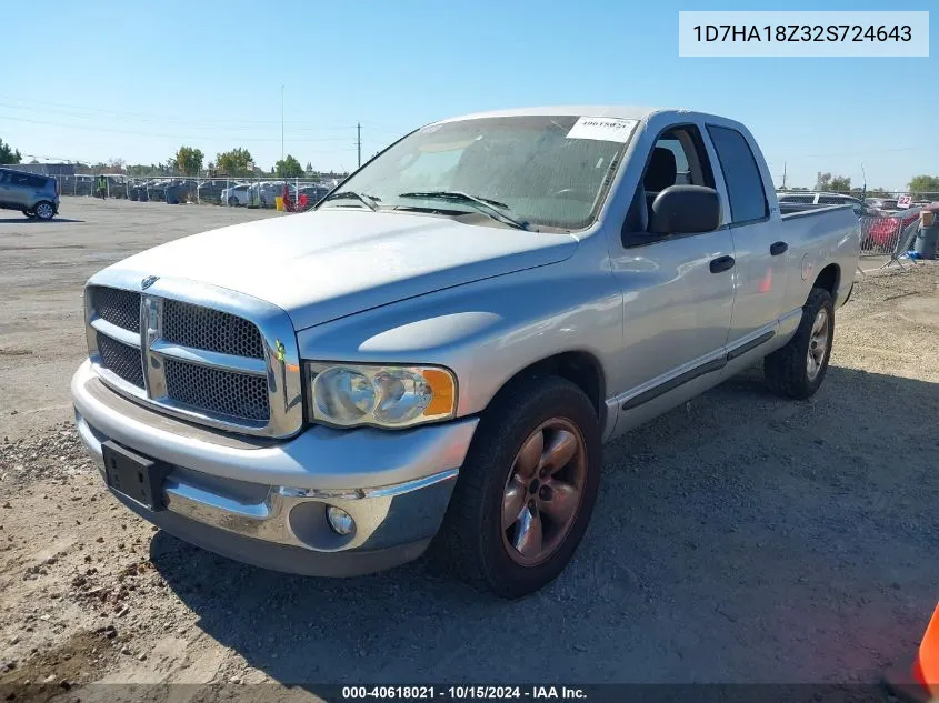 2002 Dodge Ram 1500 St VIN: 1D7HA18Z32S724643 Lot: 40618021