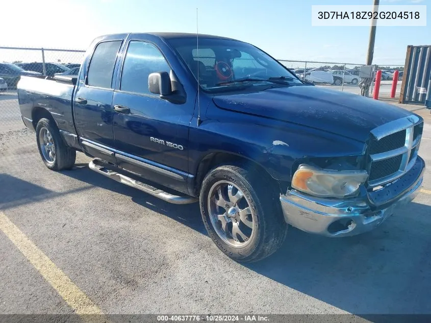 2002 Dodge Ram 1500 St VIN: 3D7HA18Z92G204518 Lot: 40637776