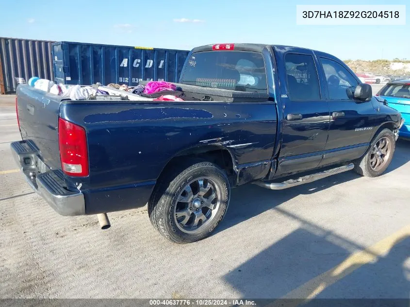 2002 Dodge Ram 1500 St VIN: 3D7HA18Z92G204518 Lot: 40637776