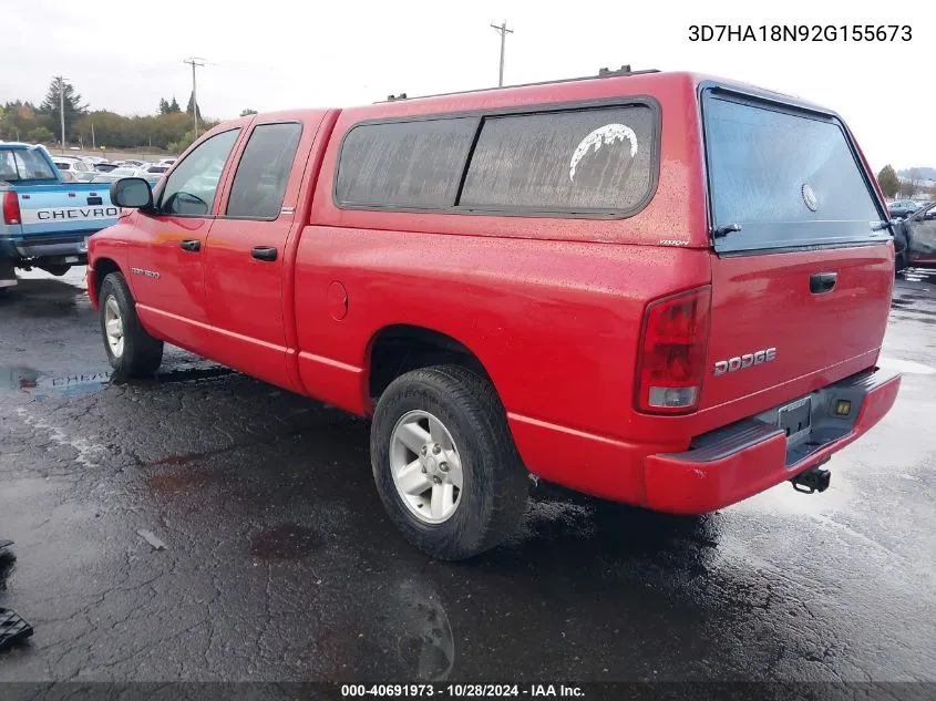 2002 Dodge Ram 1500 St VIN: 3D7HA18N92G155673 Lot: 40691973