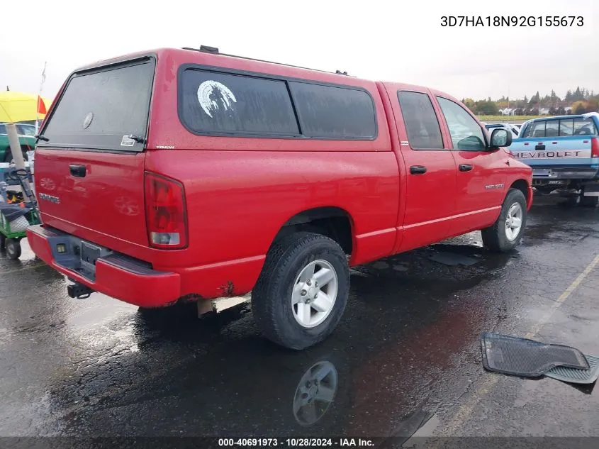 2002 Dodge Ram 1500 St VIN: 3D7HA18N92G155673 Lot: 40691973